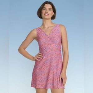 Lands' End - Surplice Swim Dress - Coral/ as color in picture - size XL - new